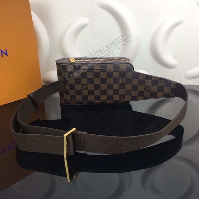 lv新款包包 路易威登GERONIMOS腰包/肩包 男女適用 lv男女斜跨腰包 N51994啡格  ydh3946